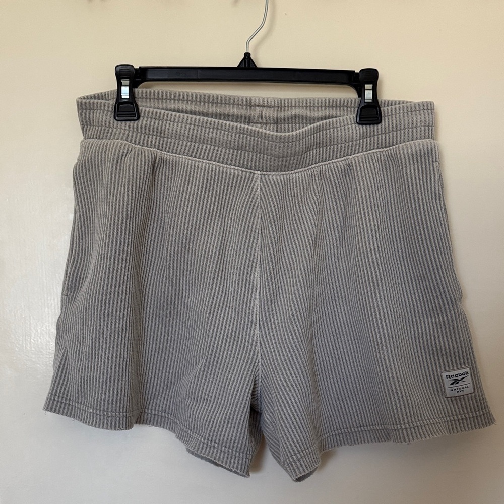 Reebok Women's natural dye Gray Ribbed Shorts